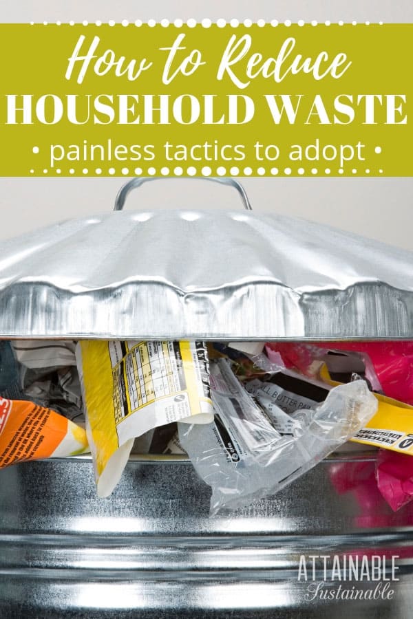 Breaking up with disposable waste is possible - here's how. Implement these easy-to-adopt tactics to reduce waste in your household & send less to the dump. 满溢塑料垃圾的金属垃圾桶