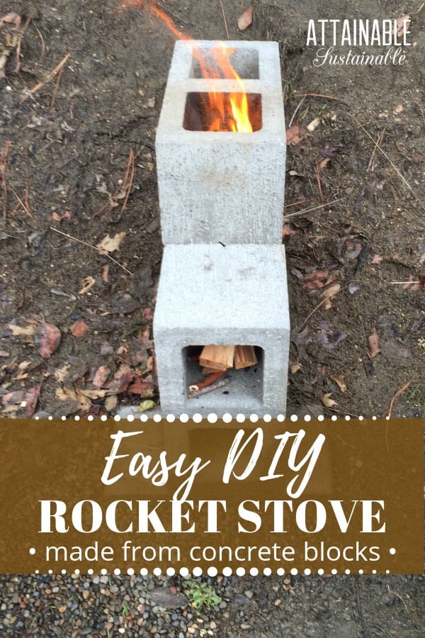 A concrete block rocket stove is easy to make and is great for power outages, camping, and outdoor cooking. Consider this method for off-grid cooking. 混凝土块火箭灶火焰表示