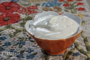 自制鲜奶油在郁金香形橙碗