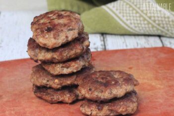 breakfast sausage patties in a stack