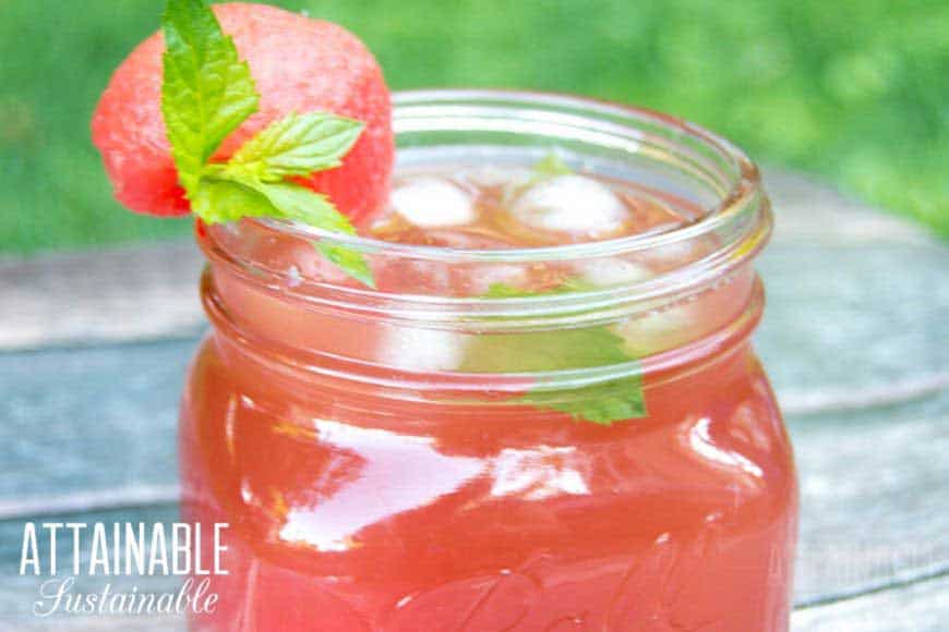 watermelon iced tea recipe in a ball jar